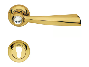 ELIKA CRYSTAL - Chromed brass door handle with Swarovski® Crystals on rose with lock by LINEA CALI' - view 2